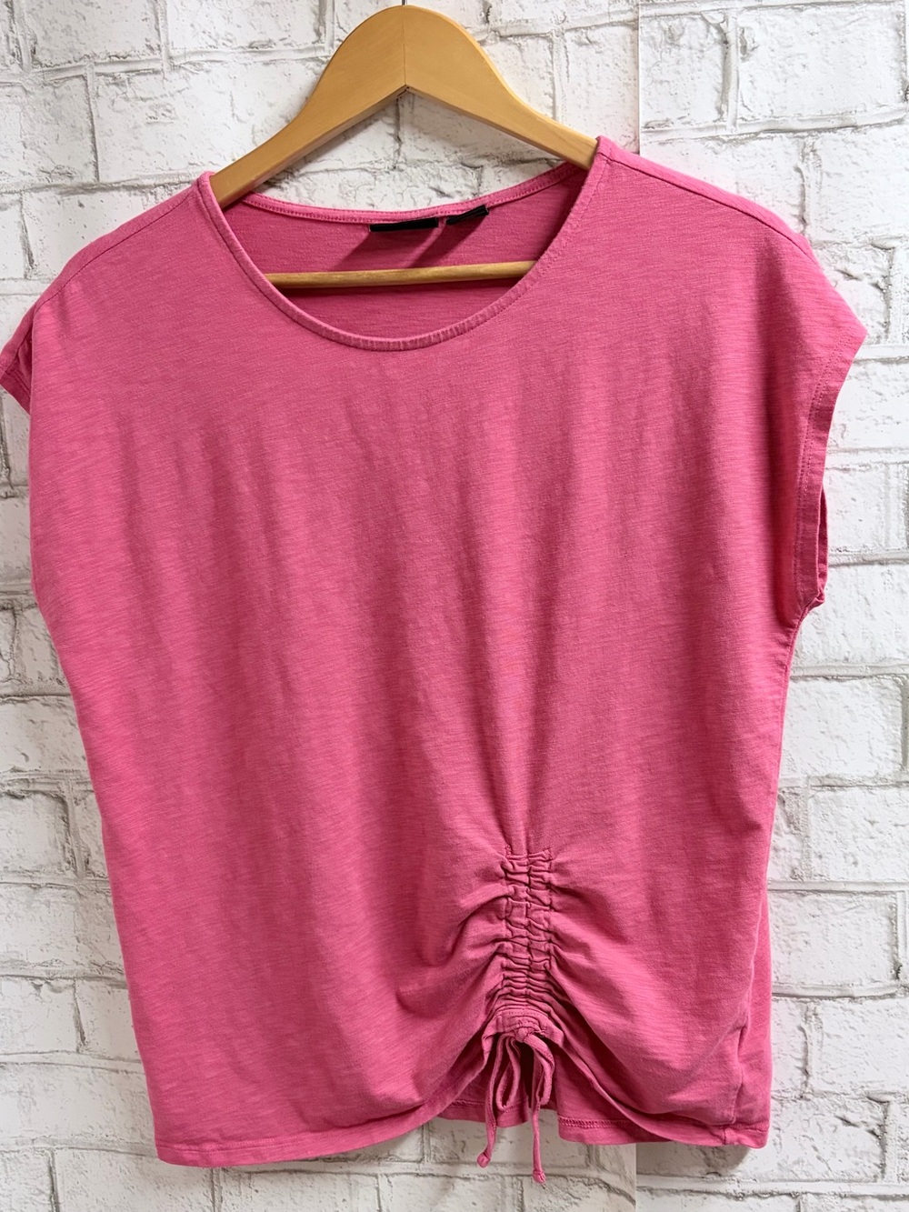 Rachel Roy Pink Gathered Drawstring Short Sleeve Top